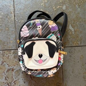 Betsey Johnson dog  Black Floral Print Mini Backpack